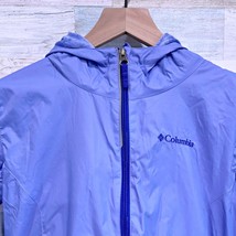 Columbia Hooded Windbreaker Rain Jacket Purple Full Zip Nylon Womens Large - $39.59