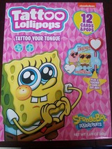 Valentines Day Spongebob Tattoo Lollipops W 12 Cards &amp; Pops-Tattoo Your Tongue - £16.74 GBP