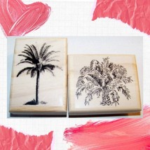 Palm Trees - 2 new rubber art stamps palm tree botanical - $12.00