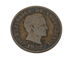 Colombia 1922 Silver 50 Cent Centavos Silver Coin - $59.99