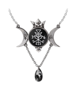 Alchemy Gothic Wycca Queen Pendant Crescent Moons Pagan Crystal Necklace... - $73.95