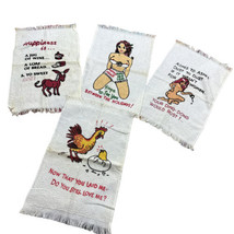 Vintage 80s Funny Crude Humor Girls Hand Towels Lot Of 4 USA - £19.39 GBP