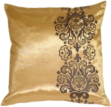 Gold with Brown Baroque Scroll Throw Pillow, Complete with Pillow Insert - £23.43 GBP