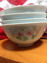Bowls Set Of Four Pink Flowers On The Front Made In China - $6.44