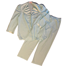 VTG  50s Vanity Fair Pajama Set Size M Long Sleeve Lightweight Satin Trim - £17.30 GBP