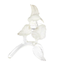 Frosted Glass Hummingbird Branch Flower Figurine - $17.82