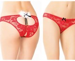 KEYHOLE CROTCHLESS PANTY REMOVEABLE HOLIDAY FEATHER PUFF &amp; BELLS QUEEN - $11.99