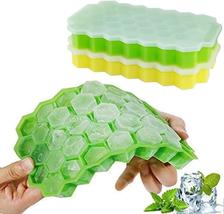 2 Pack Silicone Ice Cube Tray 37 Compartment Ice Cube Mold With Cover - £10.96 GBP