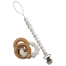 Marble White Pacifier Clip &amp; Teething Rattle - Unisex - Silicone Teething Ring - £15.18 GBP