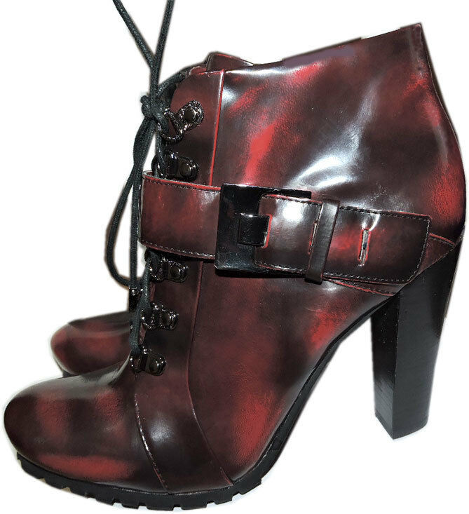 Vince Camuto Ankle Lace Up Combat Buckle Boots Booties 8 / 38 - $99.00