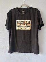 Shein Black Tee Vintage 1981 Cassette Tape Shirt Size XL Graphic Print - £6.84 GBP