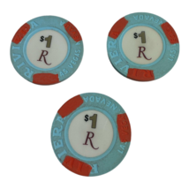 Vintage Lot of 3 $1 Riviera Casino Poker Chip Las Vegas Nevada - £12.78 GBP
