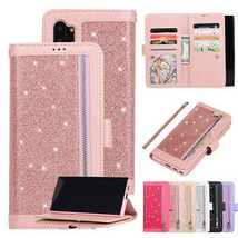 For Samsung Galaxy Note 10 Plus Bling Zipper Leather Card Flip Wallet Case Cover - £39.38 GBP