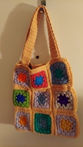 Bisque Trimmed Tote-Shoulder Bag, 15 inches wide, 16 inches deep - $20.00