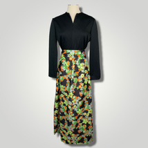 Vintage 1970s Handmade Maxi Dress Retro Colorful Print Floral Green Oran... - £34.23 GBP