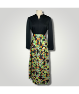 Vintage 1970s Handmade Maxi Dress Retro Colorful Print Floral Green Oran... - £34.40 GBP