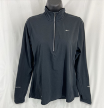 Nike Running Dri-Fit Women&#39;s Size L Long Sleeve  Black Soft Neck Shirt 1/4 Zip - £12.69 GBP
