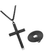 Black Cross Necklace for Men American Flag Stainless - $51.49