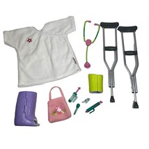 American Girl Doll Lot Health Care Gown Crutches Casts Vet Wellie Wishers Set - £21.14 GBP