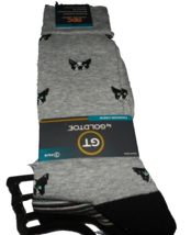 New 3 Pr Mens Goldtoe Socks French Bulldog Striped Dots Reinforced Toe &amp; Heel - £19.45 GBP