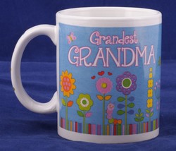  Grandest Grandma Coffee Mug flowers butterfly design - $12.50