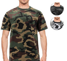 Men's Classic Crewneck Camouflaged Pattern Shirt Lightweight Army T-shirt - £15.93 GBP