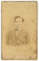 CIRCA 1880&#39;S Named Hand Tinted CDV Handsome Young Man In Suit.  Name: Andy Smith - £7.43 GBP