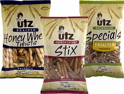 Utz Honey Wheat Twist, Stix & Unsalted Sourdough Pretzel Variety 3- Pack (16 oz) - $30.64