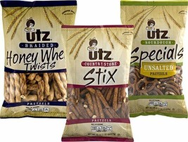 Utz Honey Wheat Twist, Stix &amp; Unsalted Sourdough Pretzel Variety 3- Pack... - £24.07 GBP