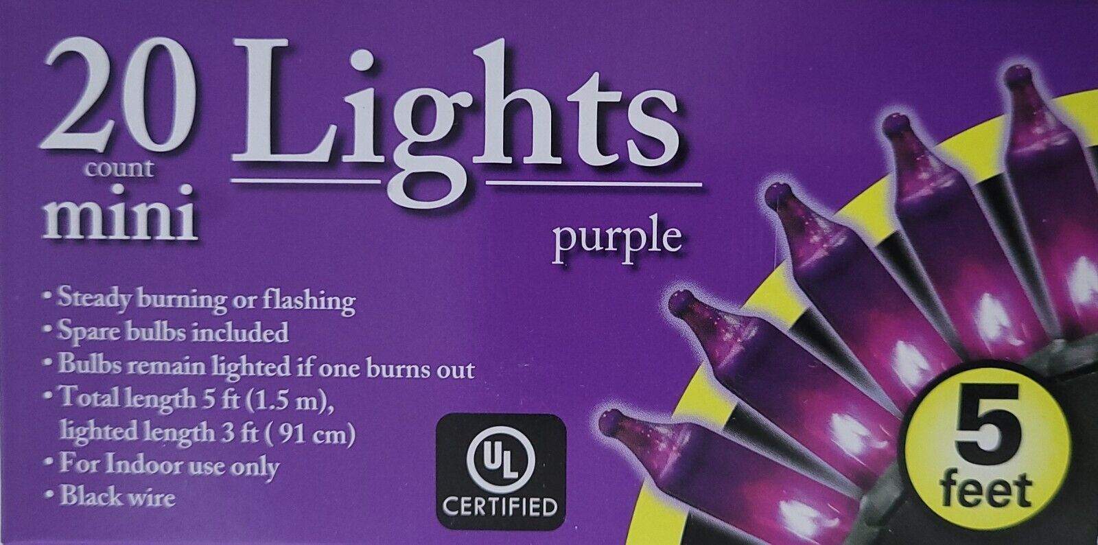 Halloween String Mini-Lights Purple 5 feet 20-ct Indoor 120volt - $3.46