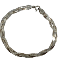 Vintage Italian Sterling Silver Braided Bracelet, 7.25&quot; - $18.99