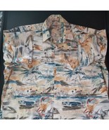 Campia Moda-Mens Hawaiian Shirt, XL 100% Cotton, Palm Trees 57&#39; Chevy EUC - £14.07 GBP