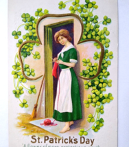 St Patricks Day Postcard Bare Foot Lady Clover Shamrocks Nash ST.P 33 Embossed - £17.55 GBP