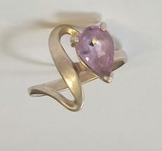 Vintage Amethyst Sterling Silver Ring Size 8 1/2 - £15.89 GBP