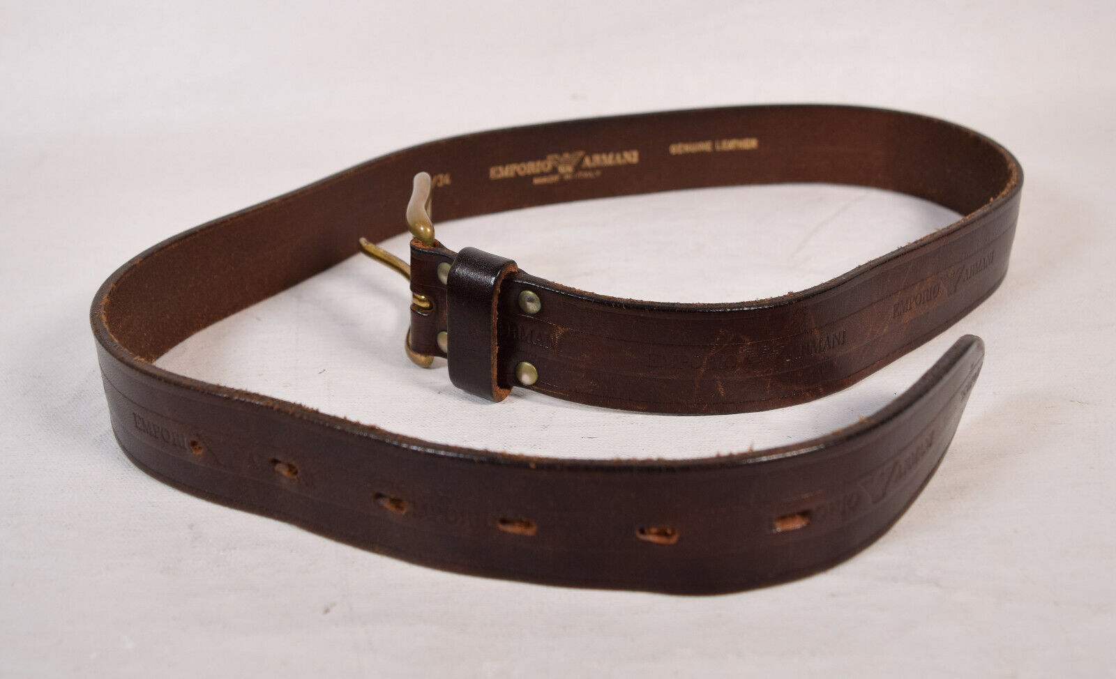 Emporio Armani Mens Leahter Belt Brown 85 34 Italy - £62.28 GBP