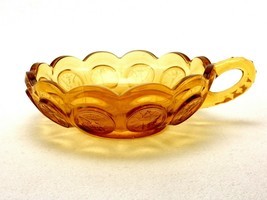 Fostoria Honey Amber Coin Glass Nappy Bowl, 5.25&quot;, Fluted, Handle, Scall... - $19.55