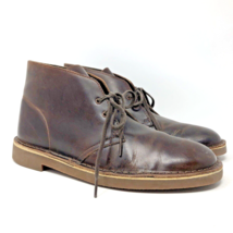CLARKS Bushacre Leather Chukka Boots Mens Size 10.5 Dark Brown Distressed Desert - £23.89 GBP