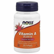 NEW Now Foods Vitamin A 25000 IU Non-GMO Gluten Free 100 Softgels - £9.20 GBP