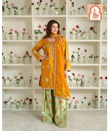 Mustard New Designer Natural Crep Silk Top-Bottom and Dupatta Set Fully ... - $55.00