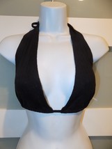 Shein Black Ribbed Halter Triangle Top Size L (8/10) Women&#39;s NWOT - £19.64 GBP