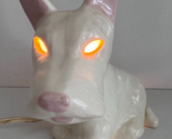 Vintage White Terrier Dog Light Up Eyes Ceramic Desk Lamp - $49.49