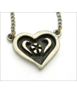 PEWTER HEART with Flower  NECKLACE Vintage Signed SIR-R Valentine LOVE J... - $25.60 CAD