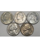 Jefferson Nickel Mint State Lot 5 GEM Coins AE65 - $34.76