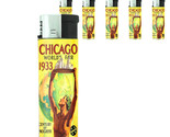 World&#39;s Fair Chicago D7 Lighters Set of 5 Electronic Refillable Butane  - £12.41 GBP