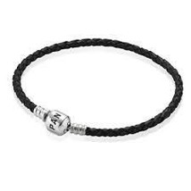 Pandora 590705CBK-S2 6.7" Single Black Braided Leather Bracelet - £43.11 GBP