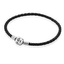 Pandora 590705CBK-S2 6.7" Single Black Braided Leather Bracelet - $1,036.48 MXN