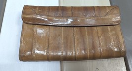 Genuine Eel Skin Snap Brown Wallet Made In Korea. Room For Check Book An... - £23.44 GBP