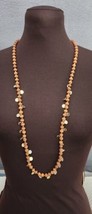 TALBOTS Wooden Beads Gold Coins STATEMENT NECKLACE NWT  17&quot; - $22.95