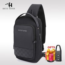 Casual Shoulder Crossbody Bag for Man USB Charging Chest Pack Fit 9.7 Inch Ipad  - £48.16 GBP