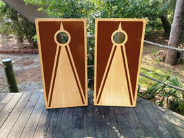 Waterproof Cornhole WRAPS / Dark and Light Natural Wood Grain  / Laminated - $85.00